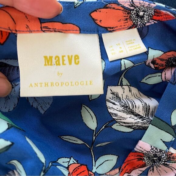 Anthropologie Maeve Elan Scarf-Printed Blouse in Blue Motif 6 NWOT - Picture 3 of 10